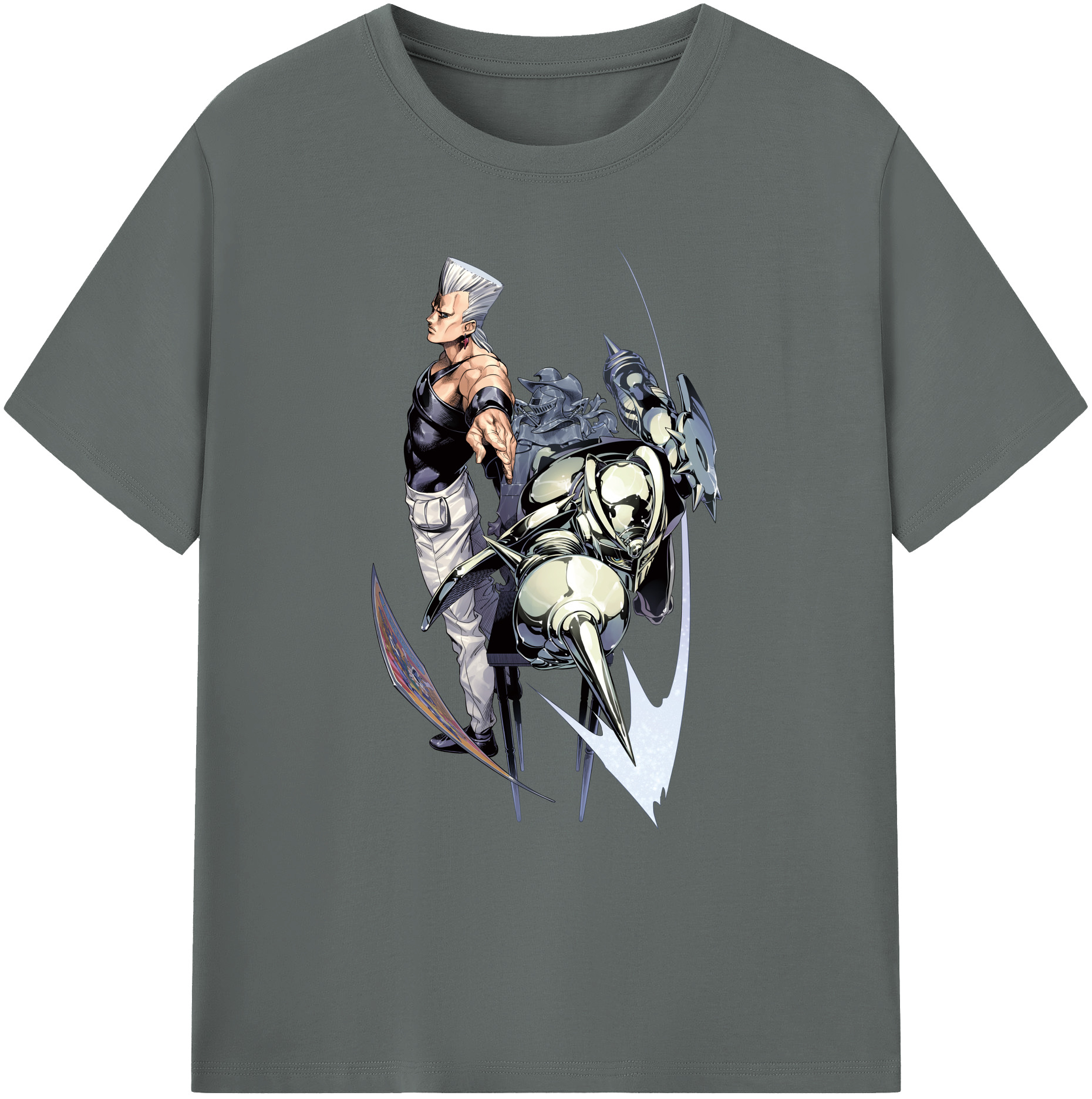 （画像用） ジョジョの奇妙な冒険 ジャン＝ピエール?ポルナレフ JoJo's Bizarre Adventure Jan Pierre Polnareff 綿100％ メンズ半袖Tシャツ｜肌触りやわらか＆通気性